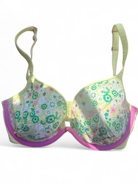 Y2K floral cacique bra 🌼 pastel coquette lingerie bra 36DD 2000s Layering Vtg